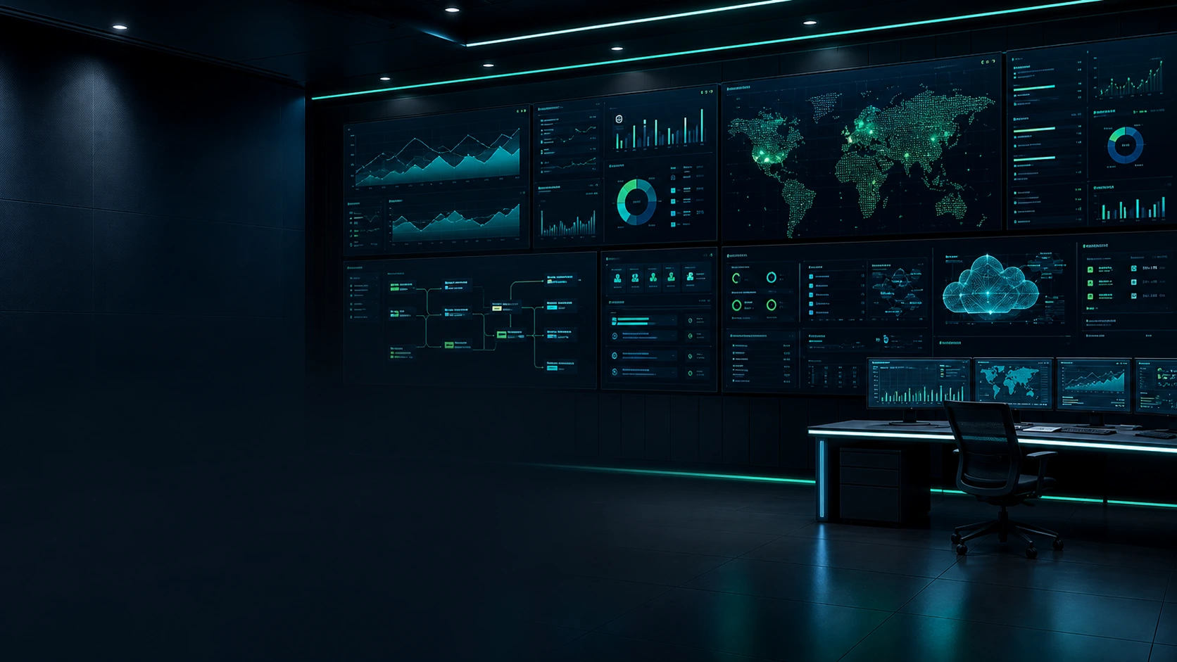 Sharp operations command centre with digital dashboards